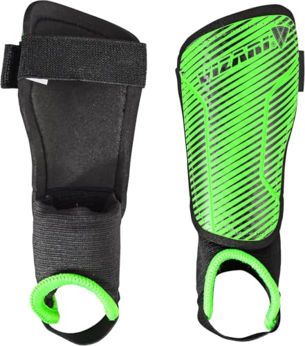 Vizari Matera Soccer Shin Guards | Lightweight PP Shell | Foam Padded Backing | Youth Soccer Shin Guards | Soccer Equipment - color: Green / Black, size: Medium