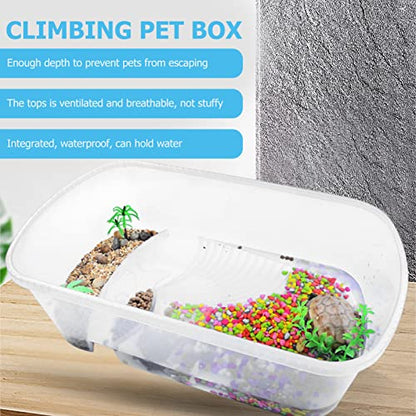 balacoo Plastic Turtle Feeding Box Reptile Breeding Tank Smooth for Easy Cleaning Transparent Design Aquatic Environment for Turtles and Reptiles