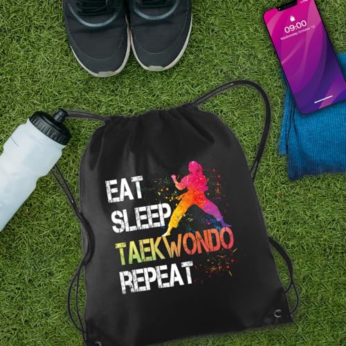 Eat Sleep Taekwondo Repeat Drawstring Backpack Gifts For Men Women