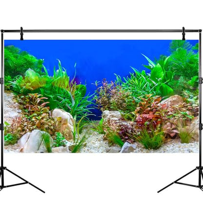 Underwater Green Aquatic Plants Aquarium Background Undersea Grass Rock Stone Sandbed Bottom Fish Tank Background Green Purple Seagrass On Blue Backgrounds Aquarium Reptile Tank Wallpaper 36x24in - size: 36(W)x24(H)inches/ 90(W)*60cm(H)