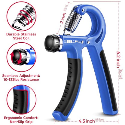 FitBeast Grip Strengthener Forearm Strengthener Hand Grips Strengthener Kit - 5 Pack Adjustable Resistance - color: Navy Blue