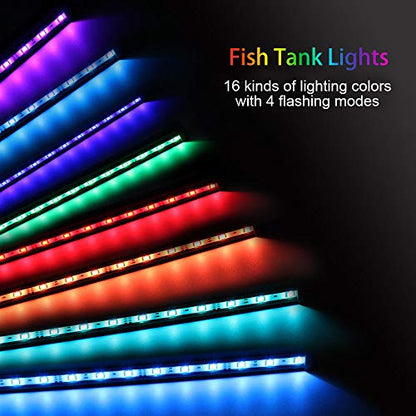 MQ 8 in Submersible LED Aquarium Light, 1.2W Color Changing Fish Tank Light with Remote Control, IP68 Crystal Glass 9 LEDs Lights Bar, for Fish Tank 10-15 inch - size: 9LED-Length 8"