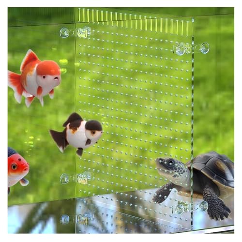 Rygcrud Acrylic Aquarium Dividers with Suction Cups, Transparent Fish Tank Separator for Fighting Divide Space, 5mm Thick Panel(64x65cm)