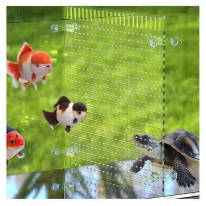 Rygcrud Acrylic Aquarium Dividers with Suction Cups, Transparent Fish Tank Separator for Fighting Divide Space, 5mm Thick Panel(64x65cm)