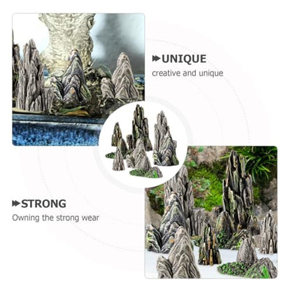 Kisangel 8Pcs Mini Resin Rockery Ornaments 1.49X0.62X0.62 Inch Aquarium Decor Fish Tank Miniature Landscape Accessories for Terrarium Bonsai Garden Micro Landscape