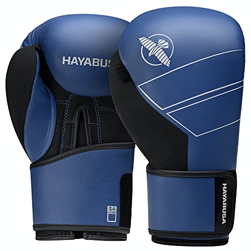 Hayabusa S4 Leather Boxing Gloves | 12oz Boxing Gloves, Muay Thai Gloves, Kickboxing Gloves, Leather Training Gloves, Men and Women, 16oz Boxing Gloves - color: Blue, size: 14 oz