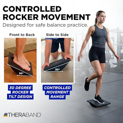 THERABAND Rocker Board, Wobble Balance Board, Core Strength Trainer, Black - style: Rocker Board