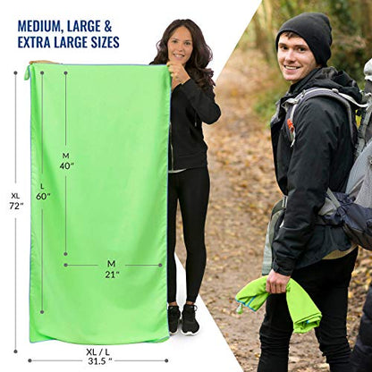 VENTURE 4TH Quick Dry Travel Towel, Ultra Soft Microfiber - 3 Sizes - color: Green Blue, size: 60.00" x 31.50"