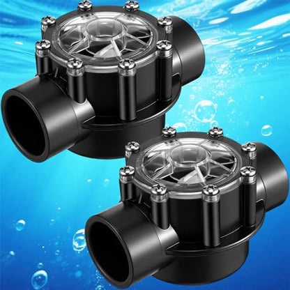 Dreyoo 2 PACK Pool Check Valve Compatible with Jandy 1-1/2-Inch to 2-Inch Check Valve, 180-degree Regulator Positive Seal & Non Lube Pump Flow Regulator for Swimming Pools and Spas - size: 1-1/2-Inch to 2-Inch