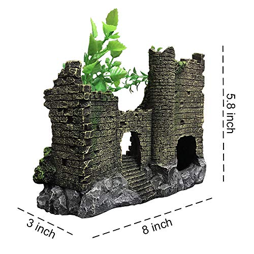 SLOCME Aquarium Medieval Resin Castle Decoration - Realistic Fish Tank Castle Accessory, Shelter for Betta Fish & Reptile