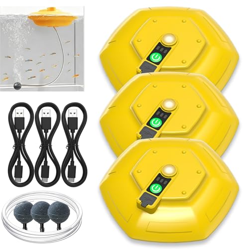 Floating Live Bait Aerator for Bait Bucket, IPX7 Waterproof Rechargeable Portable Aerator, Ultra-Quiet Minnow Aerator Floating Oxygen Pump for Kayak Shore Boat Fishing, Fish Tank & Aquarium - color: 3PCS
