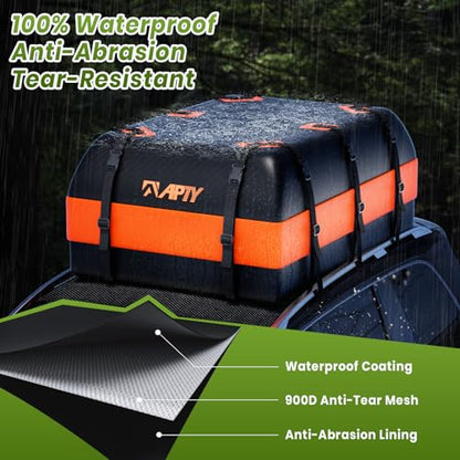 23 Cu Ft Car Rooftop Cargo Bag, Waterproof Soft Roof Top Luggage Carrier - size: 23 Cubic Feet-Orange
