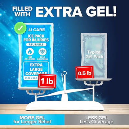 Ice Packs for Injuries Reusable (Pack of 2, XL) - Gel Ice Packs Reusable - Soft Ice Pack for Injuries with Wrap - Flexible Therapy, for Knee, Back, Neck, Wrist, & Ankle