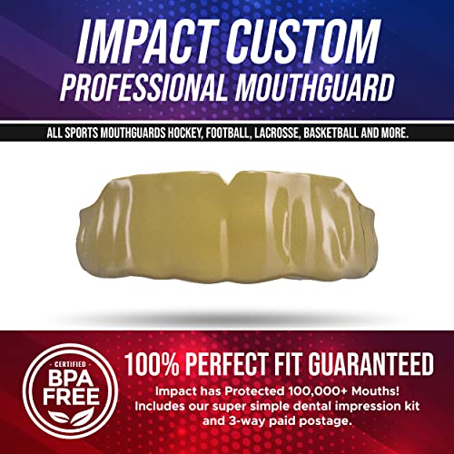 Impact All Sports Mouthguard Lacrosse, Football, Hockey, Basketball, Jiu-Jitsu, and More, Breathable Mouthguard for Youth Adults, Professional Custom-Fit, Gold - color: Gold