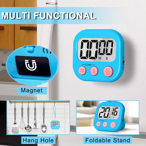 ZILLEEN Classroom Timer for Kids Teachers 2 Pack Digital Timers Blue Pink - color: Blue & Pink
