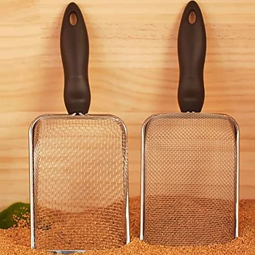 Sand Scooper Stainless Steel Fine Mesh Metal Shovel Terrarium Substrate Litter Corner Scoops Scooper for Bedding Bearded Dragon Scoops - size: 2mm hole