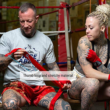 Hayabusa 4.0 Perfect Stretch Boxing Hand Wraps | Boxing Hand Wraps, Boxing Wraps, Muay Thai Hand Wraps, Wrist Wraps Boxing, Hand Wraps for Boxing Gloves, 180 Inch Hand Wraps - color: Red, size: 180"