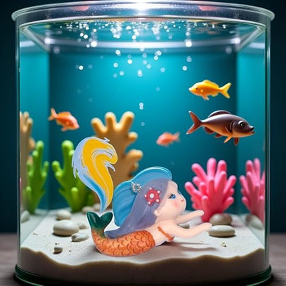 Floating Fish Tank Decor, Aquarium Fish Mermaid, Ornaments, Eye Catching Decoration, Aquatic Pets Cartoon, Miniatures Figures for, Aquarium Décor Thematic Ornaments