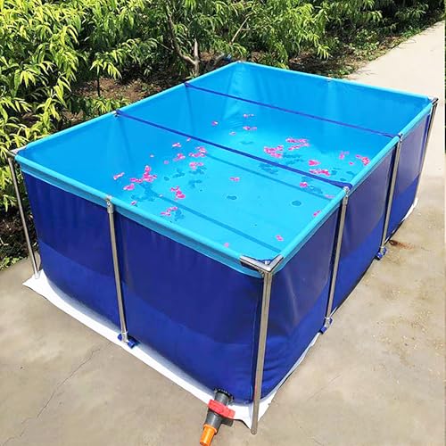 Durable Above Ground Koi Fish Pond - Thickened Tarpaulin with Drain Valve & Bracket, Ideal Outdoor Fish Tank & Aquatic Life Holding Pool - size: 200*150*70CM