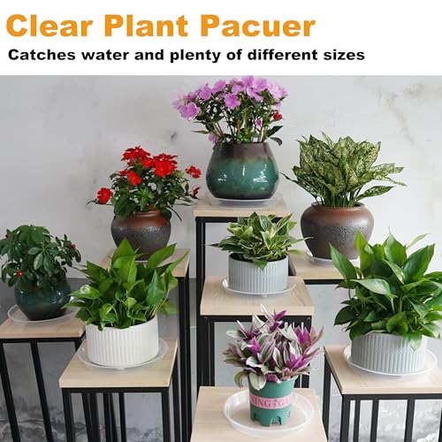 20 Pack Plant Saucer Tray (6 8 10 12 inch), Plant Saucers for Indoors Outdoor, Plastic Heavy Duty Drainage Drip Water Trays for Planter Pots Flower, Clear Pot Saucers Trays for Plants