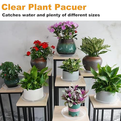 20 Pack Plant Saucer Tray (6 8 10 12 inch), Plant Saucers for Indoors Outdoor, Plastic Heavy Duty Drainage Drip Water Trays for Planter Pots Flower, Clear Pot Saucers Trays for Plants