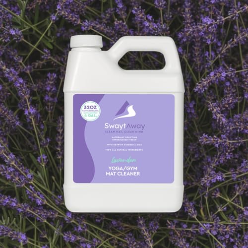 SwaytAway Fitness Mat Cleaner Concentrate Lavender, 32oz Makes 4 Gallons | No-Slip No-Residue Essential Oil Formula, USA Made Aromatherapy Yoga Mat Spray for Home & Studio, Natural Cleaning Solution - size: 32 oz - 1 Pack