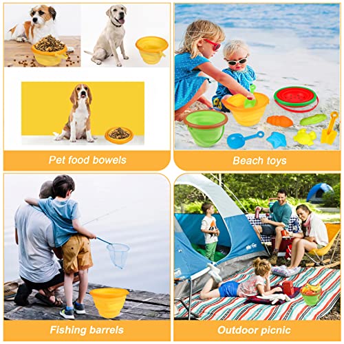 Beach Sand Toys Set for Kids, Silicone Collapsible Foldable Beach Bucket Travel Beach Toys for Summer Outdoor Camping and Fishing Tub with Sand Molds Shovels Rakes for Toddlers Boys Girls 2.5L 3PCS