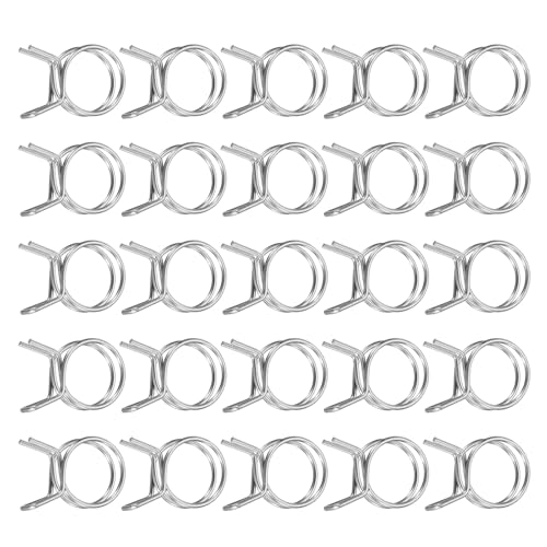 uxcell 25Pcs 19mm/0.75inch Inner Dia Double Wire Spring Hose Clamp, Stainless Steel Adjustable Spring Clips for Hose Fuel Line Silicone Tube Water Pipe Air Pipe