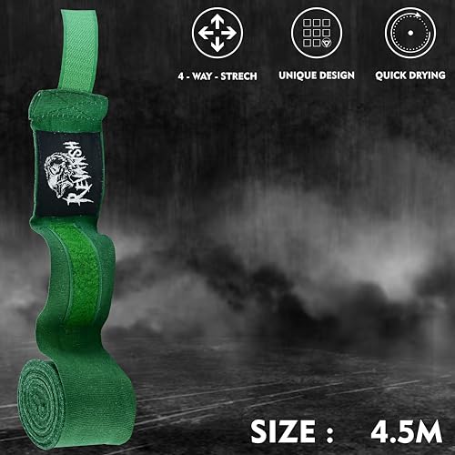 Sports 180-Inch Mexican Style Hand Wraps – Elasticated for Boxing, MMA, Kickboxing, Muay Thai & Martial Arts | Men & Women - color: Green