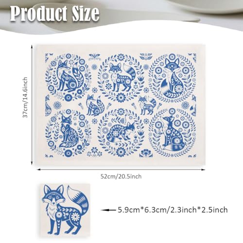 SUPERDANT 5 Sheet Underglaze Transfer Paper Fox Disk Floral Ceramic Decal for Craft Pottery Studio Use Blue 20.5x14.6 Inch - style: Fox Disk Pattern