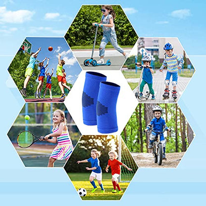 Kasyat 2 Pairs Kids Elbow Compression Sleeves Brace for Gym, Medium, Sports | Knit Breathable, Joint Support in Weight Lifting Basketball, Boys Girls Teen Athletic Arm Sleeve, Reduces Strain - size: Medium