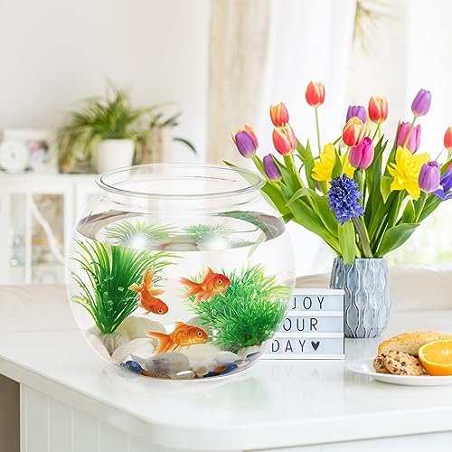 Plastic Fish Bowls, Round Plastic Fish Tank 2 Gallon Aquarium Hydroponic Planter Floral Container for Prizes, Party, Table Centerpiece Home Decor
