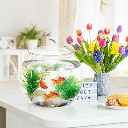 Plastic Fish Bowls, Round Plastic Fish Tank 2 Gallon Aquarium Hydroponic Planter Floral Container for Prizes, Party, Table Centerpiece Home Decor
