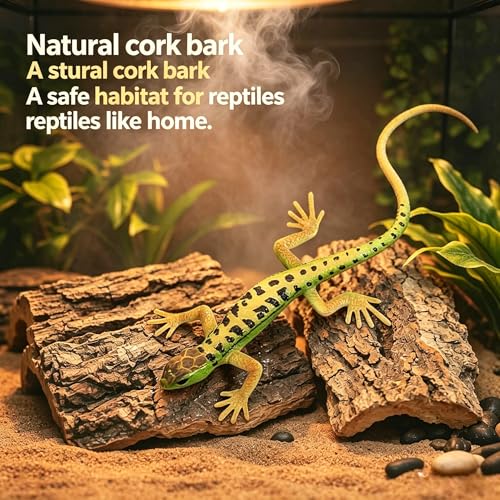 4PCS Reptile Cork Bark, Natural Cork Terrarium Background Reptile Climbing Mat Habitat Decor for Turtles, Lizards, Bearded Dragons, Chameleons