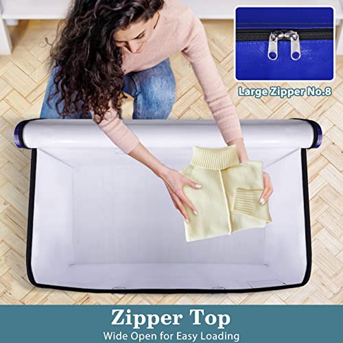 HomeHacks Moving Bags Heavy Duty with Strong Zippers and Handles Collapsible Moving Supplies, Storage Totes for Packing & Moving Storing 125L,10-Pack, Blue