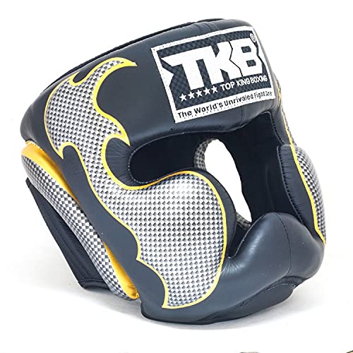 TOP KING Boxing Muay Thai Headgear Head Guard Protection - color: Empower Black, size: Large