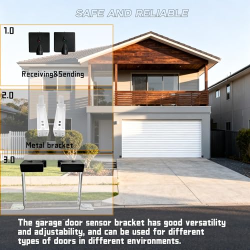 Garage Door Sensors Bracket, Replacement for Genie/Overhead Garage Door sensors, GSTB-R STB-BL Garage Sensor for Genie Garage Door Openers Manufactured After 1993，Includes Sender & Receiver & Bracket.