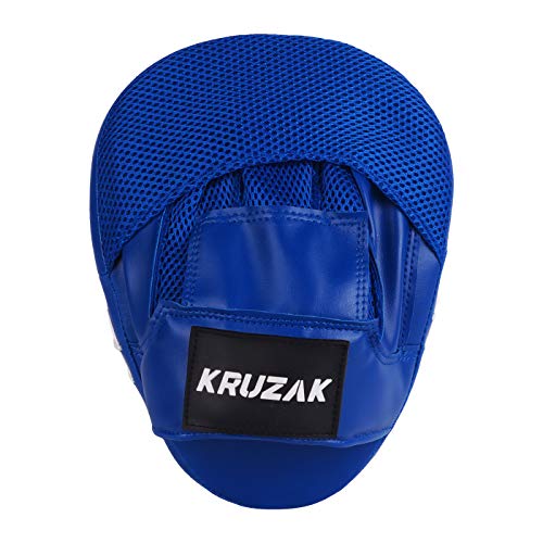 Kruzak Plain Punching Focus Mitts, Curved Hook and Jab Mitts for Muay Thai, MMA Training, Focus Pads for Boxing, Martial Arts, and Punching Target - color: Blue