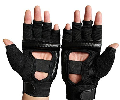 Men Kids Taekwondo Gloves Punch Bag Boxing Martial Arts MMA Sparring Grappling Muay Thai Training PU Leather Wrist Wraps Gloves - color: Black, size: Medium