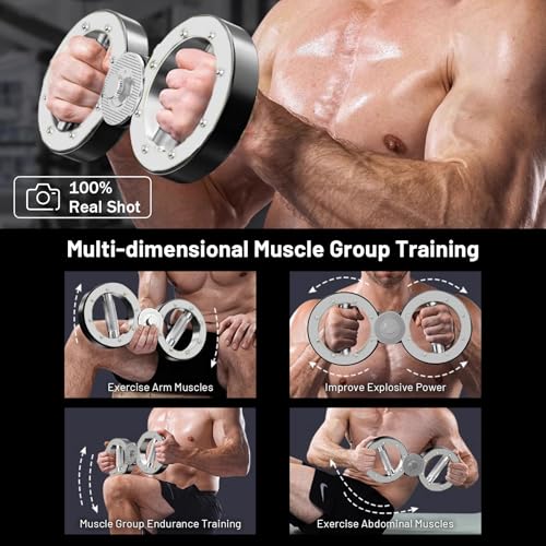 Arm Training Wheel, Hand Trainer and Forearm Trainer, Adjustable Arm Trainer for Wrist, Shoulder & Chest, Punch Speed Trainer and Martial Arts Arm Strength Device - color: Black & white