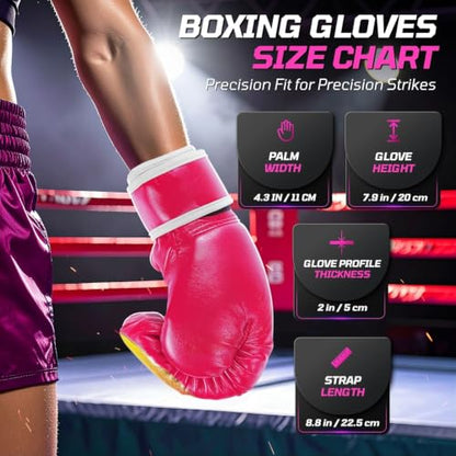 Flexzion Boxing Gloves for Kids 4oz – Training Punching Bag Mitts, Kid Boxing Gloves with Faux Leather & Wrap-Around Wrist Protection for Boys & Girls Ages 3-8 Years - color: Pink Blaze