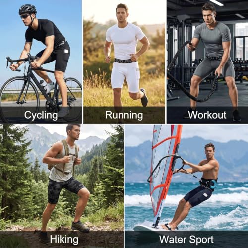LANBAOSI Mens Compression Shorts with Phone Pocket Running Gym Yoga Athletic Tights Baselayer Summer Cool Dry Underwear Pack - color: Camo Green, size: Medium