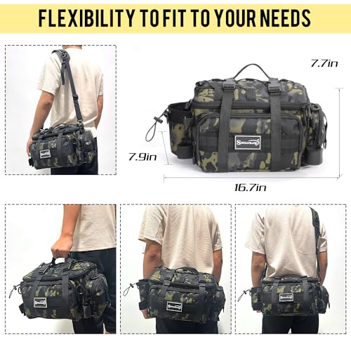 Sougayilang Fishing Tackle Bags with 3600 Tackle Tray - Fishing Tackle Storage Bags for Saltwater or Freshwater Fishing Gear - Padded Shoulder Strap - Tackle Box Bag Fishing Bag(Green) - color: Green with a 3600 Tackle Tray