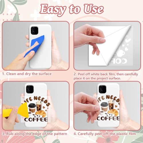 Peacoblue 18 Sheets Rub on Transfers for Crafts, Coffee and Words 3.6"x3.9" UV DTF Cup Wraps Waterproof Rub on Cold Transfers Stickers for Wood Glass Metal Cup Tumblers Mirrors Mugs Home Decor - style: Coffee and Words