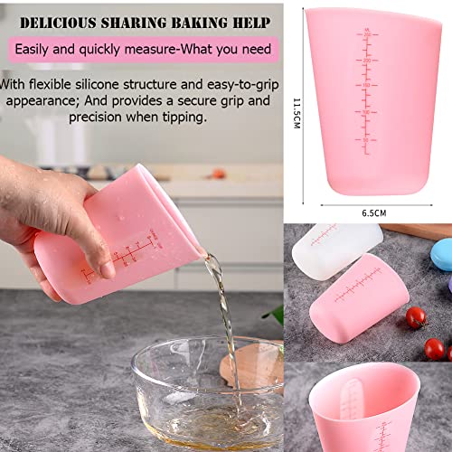 1 Pack Soft Silicone Measuring Cups with Marked 250ml, Flexible Extruded and Poured Double Scale Baking Cups - for Cooking, Resin Mixing, Coffee,Butter, Chocolate, or DIY Projects (Pink)