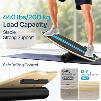 Sportneer Balance Board - 7 Mode Wobble Board with Roller & Ball - color: Sky Blue