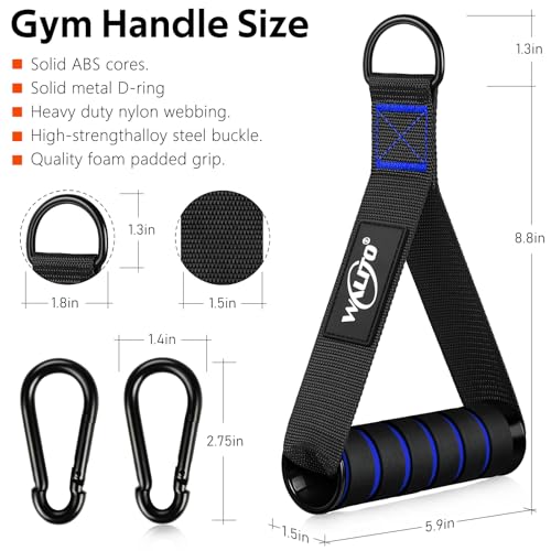 Exercise Handles, Cable Machine Handles for Gym Cable Attachments Training - color: Black-Blue