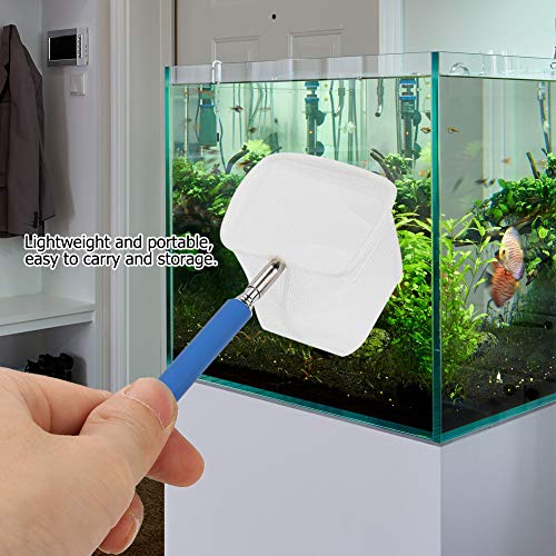 Adjustable Mini Fishing Net Pole, Stainless Steel Shrimp Net with Metal Hook for Aquarium, Lightweight and Portable Great Accessories to Get Small Fish, Pole 20-57.5cm Expandable