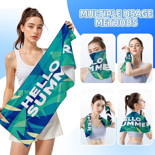 Cooling Sports Towel 39"X11.8" Cold Feeling Towel for Gym Fitness Running Yoga Pilates Soft Quick Dry Breathable Lightweight Camping Towel Summer Hiking Climbing Workout Essentials(Dark Green) - color: Dark Green
