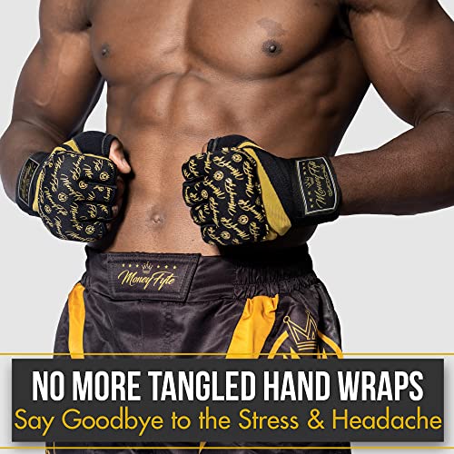 Quick Gel Boxing Wraps Under Boxing Gloves - Kickboxing MMA Muay Thai - Fist, Knuckle, Wrist Wrap Protection Inner Glove Hand Wraps - Men Women Kids - color: Black/Gold, size: X-Small